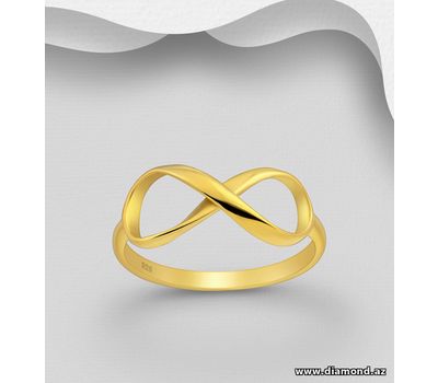 925 Sterling Silver Infinity Ring, Plated with 1 Micron 18K Yellow Gold