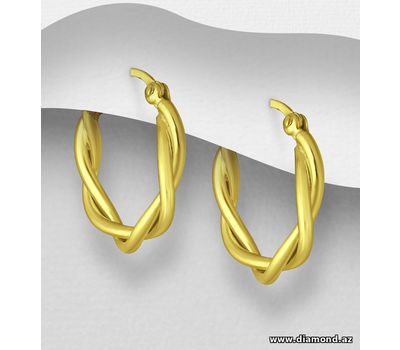 925 Sterling Silver Crisscross Hoop Earrings, Plated with 1 Micron 14K or 18K Yellow Gold