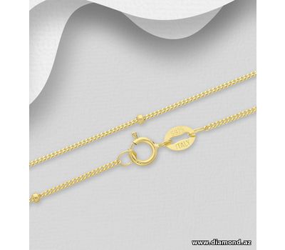 ITALIAN DELIGHT – 925 Sterling Silver Wheat Chain Plated With 1 Micron 18K Yellow Gold, 1.9 mm Wide, Made in Italy.