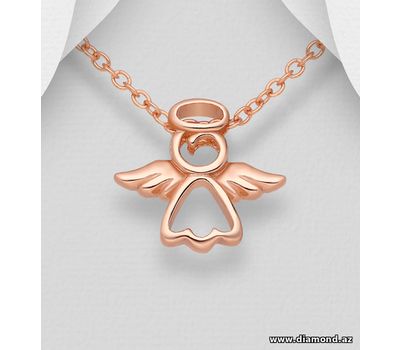 925 Sterling Silver Angel Pendant, Plated with 1 Micron Pink Gold