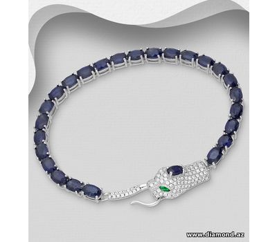 La Preciada - 925 Sterling Silver Tiger Bracelet, Decorated with CZ Simulated Diamonds and Various Gemstones