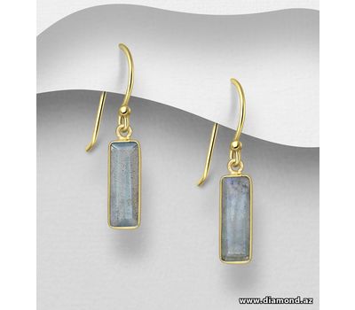 Şəkli böyütmək üçün tiklayın Desire by 7K - 925 Sterling Silver Hook Earrings, Decorated with Labradorite, Plated with 0.3 Micron 18K Yellow Gold