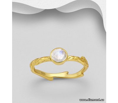 Şəkli böyütmək üçün tiklayın Desire by 7K - 925 Sterling Silver Ring, Decorated with Rainbow Moonstone, Plated with 0.3 Micron 18K