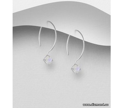 Şəkli böyütmək üçün tiklayın Desire by 7K - 925 Sterling Silver Hook Earrings, Decorated with Rainbow Moonstone