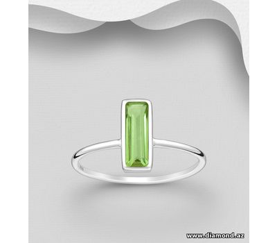 Desire by 7K - 925 Sterling Silver Solitaire Ring, Decorated with Lab-Created Peridot