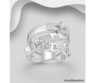 Malın səhifəsinə keç 925 Sterling Silver Ring, Decorated with CZ Simulated Diamonds
