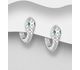 925 Sterling Silver Snake Hoop Earrings, Decorated with CZ Simulated Diamonds