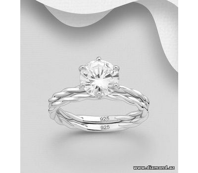 925 Sterling Silver Stack Ring, Decorated with CZ Simulated Diamonds