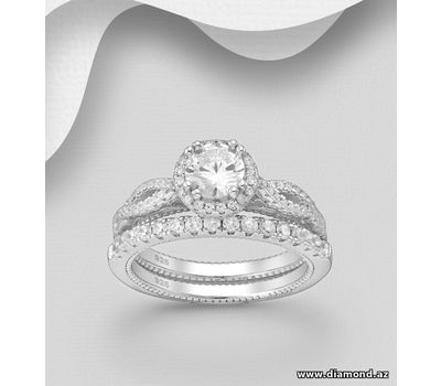 925 Sterling Silver Stack Ring, Decorated with CZ Simulated Diamonds