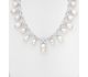 925 Sterling Silver Necklace, Decorated with FreshWater Pearls and CZ Simulated Diamonds