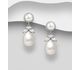 925 Sterling Silver Earrings, Decorated with FreshWater Pearls and CZ Simulated Diamonds