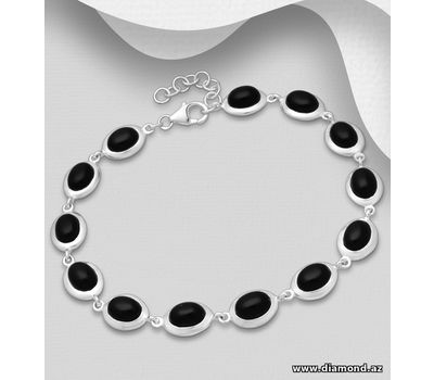 Desire by 7K - 925 Sterling Silver Bracelet, Decorated with Onyx