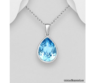 Sparkle by 7K - 925 Sterling Silver Pendant Decorated with Fine Austrian Crystal