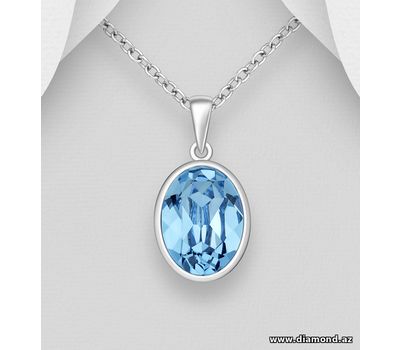 Sparkle by 7K - 925 Sterling Silver Pendant Decorated with Fine Austrian Crystal