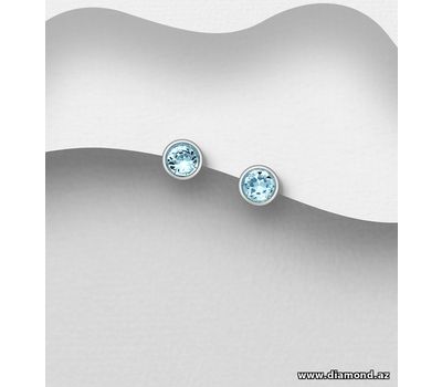 Sparkle by 7K - 925 Sterling Silver Push-Back Earrings, Decorated With Fine Austrian Crystal