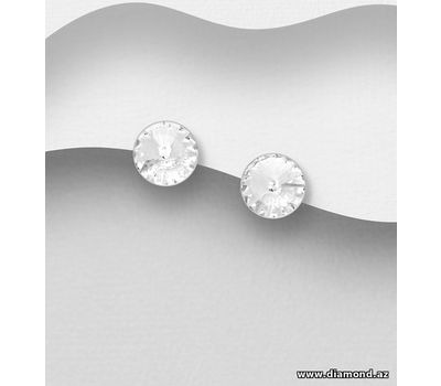 Malın səhifəsinə keç Sparkle by 7K - 925 Sterling Silver Push-Back Earrings Decorated with Various Fine Austrian Crystals