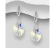 Sparkle by 7K - 925 Sterling Silver Omega Lock Earrings Decorated with CZ Simulated Diamonds and Fine Austrian Crystals