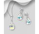 Sparkle by 7K - 925 Sterling Silver Push-Back Earrings and Pendant Jewelry Set, Decorated with Fine Austrian Crystal