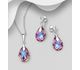 Sparkle by 7K - 925 Sterling Silver Push-Back Earrings and Pendant Jewelry Set, Decorated with Fine Austrian Crystal