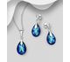 Sparkle by 7K - 925 Sterling Silver Push-Back Earrings and Pendant Jewelry Set, Decorated with Fine Austrian Crystal