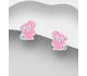 925 Sterling Silver Rabbit Push-Back Earrings, Decorated with Colored Enamel and Crystal Glass