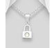 Sparkle by 7K - 925 Sterling Silver Lock Pendant, Decorated with Various Fine Austrian Crystal