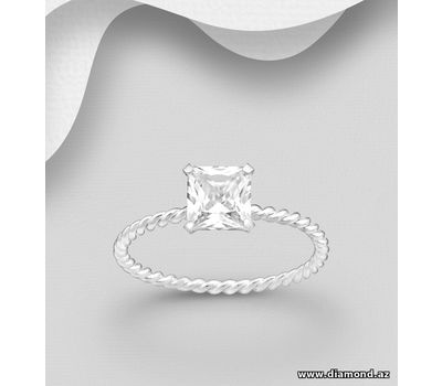 Şəkli böyütmək üçün tiklayın 925 Sterling Silver Ring Decorated with CZ Simulated Diamonds