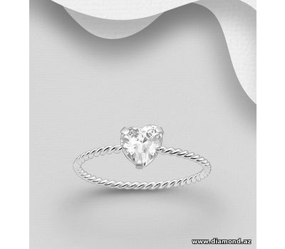 Malın səhifəsinə keç 925 Sterling Silver Heart Ring Decorated with CZ Simulated Diamonds