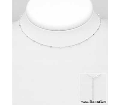 ITALIAN DELIGHT - 925 Sterling Silver 2 mm. Ball Choker, Made in Italy.