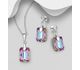 Sparkle by 7K - 925 Sterling Silver Push-Back Earrings and Pendant Jewelry Set, Decorated with Fine Austrian Crystal