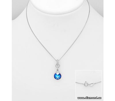 Sparkle by 7K - 925 Sterling Silver Necklace, Decorated with CZ Simulated Diamonds and Fine Austrian Crystal