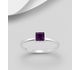 Sparkle by 7K - 925 Sterling Silver Square Ring Decorated with Fine Austrian Crystal