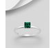 Sparkle by 7K - 925 Sterling Silver Square Ring Decorated with Fine Austrian Crystal
