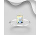 Sparkle by 7K - 925 Sterling Silver Rectangle Ring Decorated with Fine Austrian Crystal
