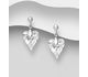 Sparkle by 7K - 925 Sterling Silver Heart Push-Back Earrings Decorated with Fine Austrian Crystal