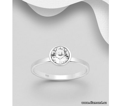 Sparkle by 7K - 925 Sterling Silver Ring Decorated with Fine Austrian Crystal