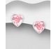Sparkle by 7K - 925 Sterling Silver Heart Push-Back Earrings Decorated with Fine Austrian Crystals