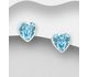 Sparkle by 7K - 925 Sterling Silver Heart Push-Back Earrings Decorated with Fine Austrian Crystals
