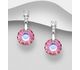 Sparkle by 7K - 925 Sterling Silver Push-Back Earrings Decorated with CZ Simulated Diamonds and Fine Austrian Crystals