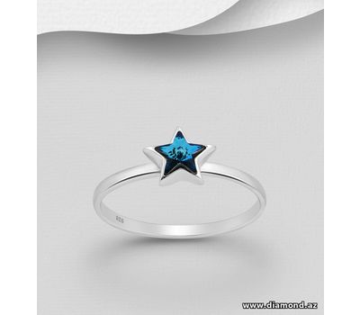 Sparkle by 7K - 925 Sterling Silver Star Ring Decorated with Fine Austrian Crystal