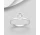 Sparkle by 7K - 925 Sterling Silver Ring Decorated with Pear-Shape Fine Austrian Crystal