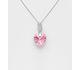 Sparkle by 7K - 925 Sterling Silver Heart Necklace Decorated with CZ Simulated Diamonds and Fine Austrian Crystal