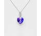 Sparkle by 7K - 925 Sterling Silver Heart Necklace Decorated with CZ Simulated Diamonds and Fine Austrian Crystal