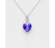 Sparkle by 7K - 925 Sterling Silver Heart Necklace Decorated with CZ Simulated Diamonds and Fine Austrian Crystal