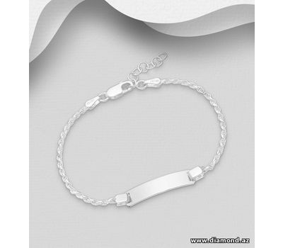 ITALIAN DELIGHT - 925 Sterling Silver Engravable Tag Bracelet, 5.5 mm Wide, Made in Italy