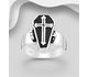 925 Sterling Silver Oxidized Coffin Cross Locket Ring