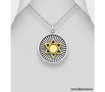 gogo - 925 Sterling Silver Oxidized and Brass Star of David Pendant
