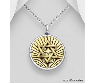 gogo - 925 Sterling Silver and Brass Star of David Pendant