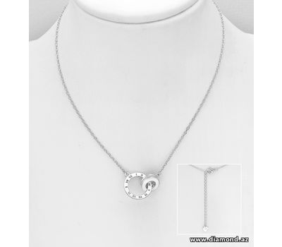 925 Sterling Silver Links Necklace, Decorated with CZ Simulated Diamonds