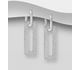 925 Sterling Silver Rectangle Hoop Earrings, Decorated with CZ Simulated Diamonds